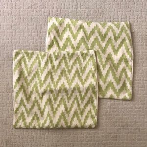2 West Elm Green Chevron Pillow Covers 20” x 20”